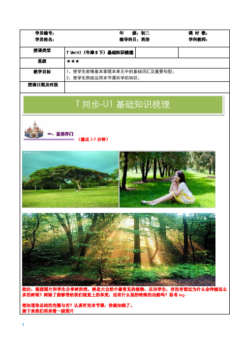 上海牛津版英语八年级下册8BUnit1U1总结复习