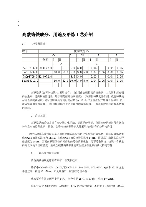 高碳铬铁成分、用途及冶炼工艺介绍