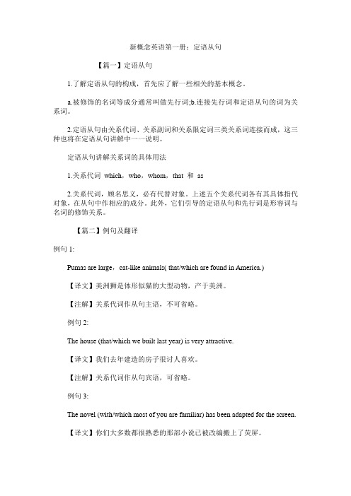 新概念英语第一册：定语从句