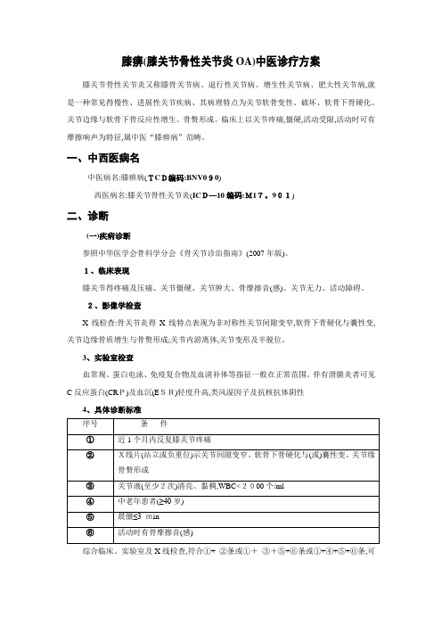 (膝关节骨性关节炎)中医诊疗方案