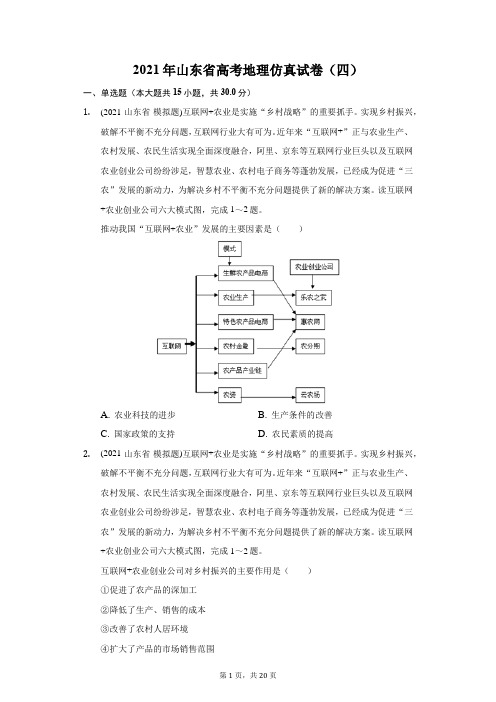 2021年山东省高考地理仿真试卷(四)(附答案详解)