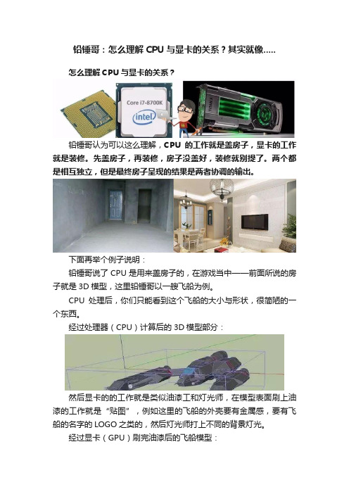 铅锤哥：怎么理解CPU与显卡的关系？其实就像.....