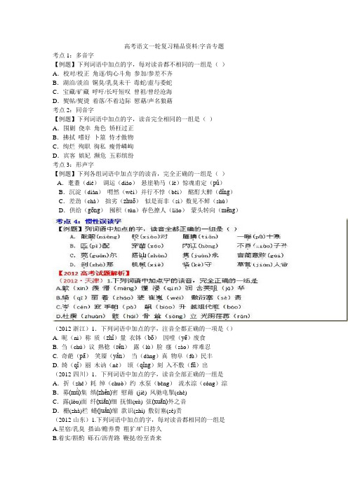 高考语文一轮复习精品资料字音专题
