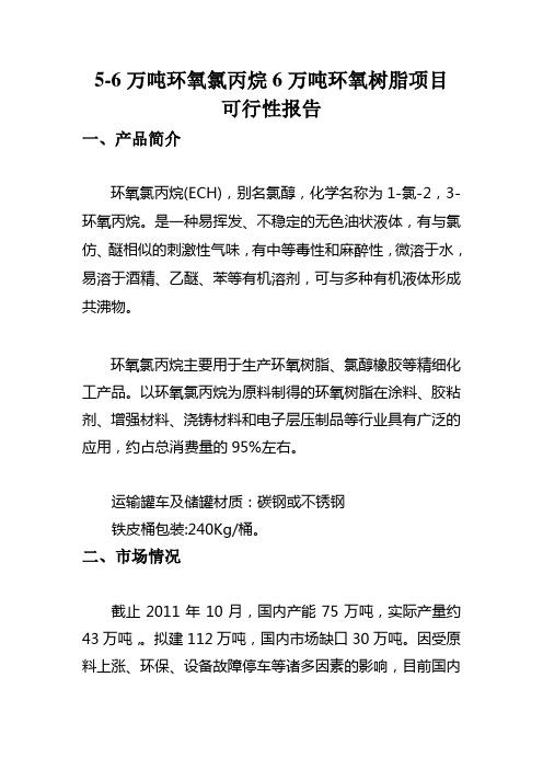 5-6万吨环氧氯丙烷可行性报告[管理资料]