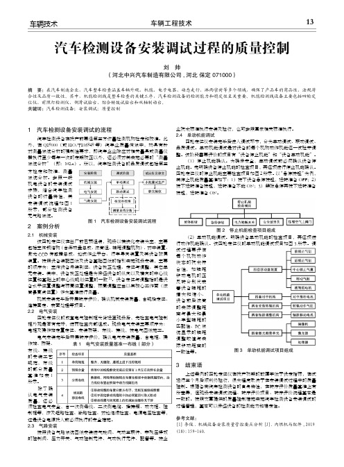 汽车检测设备安装调试过程的质量控制