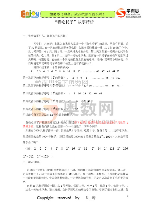 找规律经典解释“猫吃耗子”精析