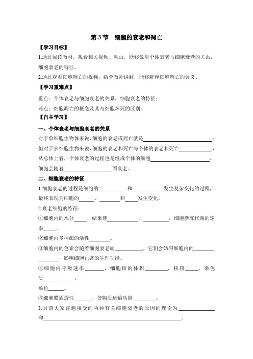 6.3《细胞的衰老和凋亡》导学案