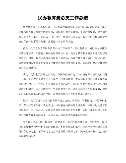 民办教育党总支工作总结