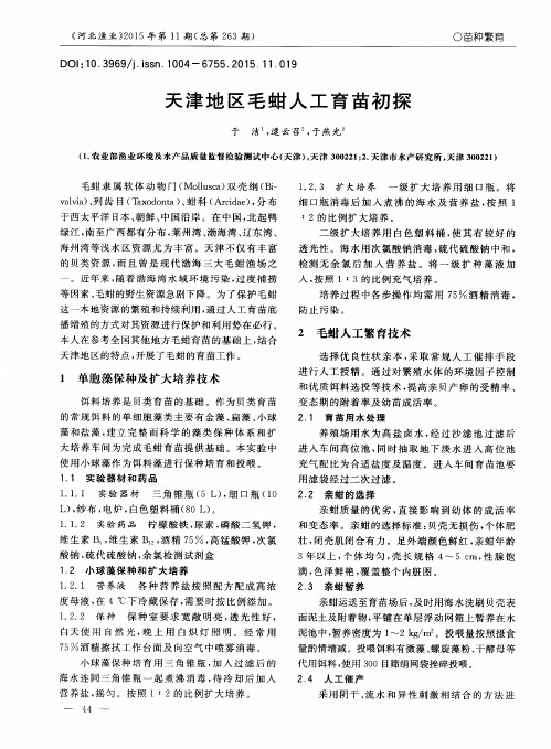 天津地区毛蚶人工育苗初探