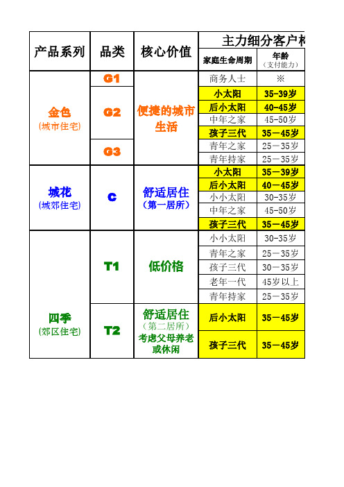 2010万科_八个品类产品及客户对位描述