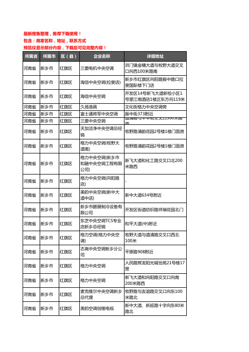 新版河南省新乡市红旗区中央空调企业公司商家户名录单联系方式地址大全29家