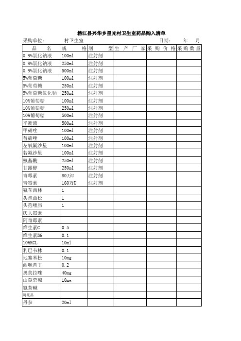 药品购入清单
