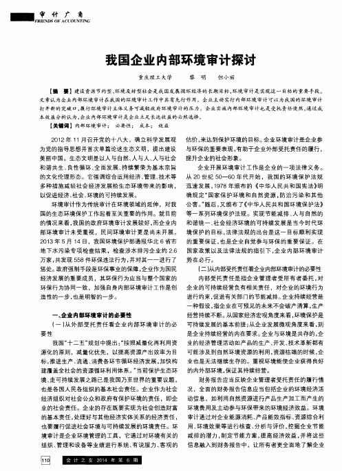 我国企业内部环境审计探讨