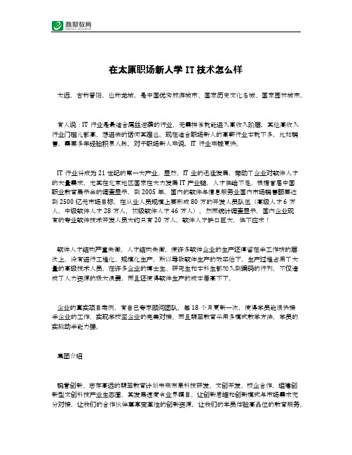 在太原职场新人学IT技术怎么样