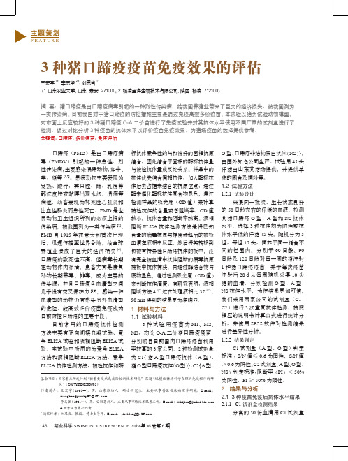 3种猪口蹄疫疫苗免疫效果的评估