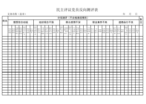 民主评议党员反向测评表