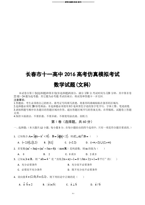 长春市十一高中16高考仿真模拟考试.docx