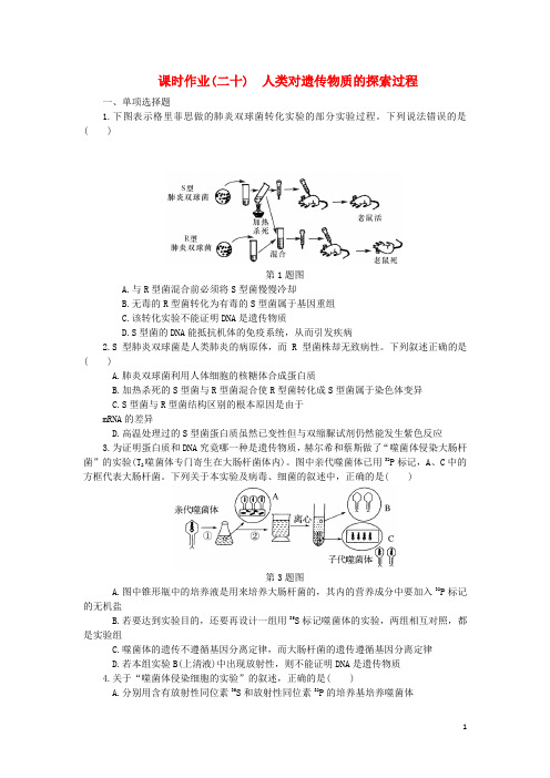 (最新)2020年高考生物一轮总复习 课时作业(二十)人类对遗传物质的探索过程