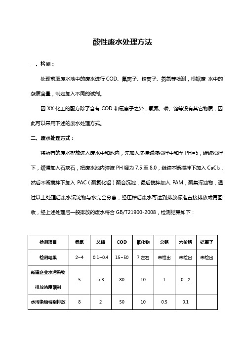 喷涂酸性废水处理方法