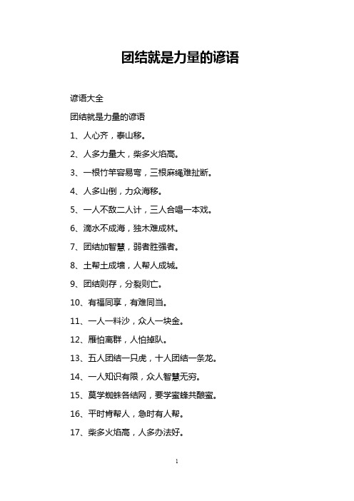 团结就是力量的谚语