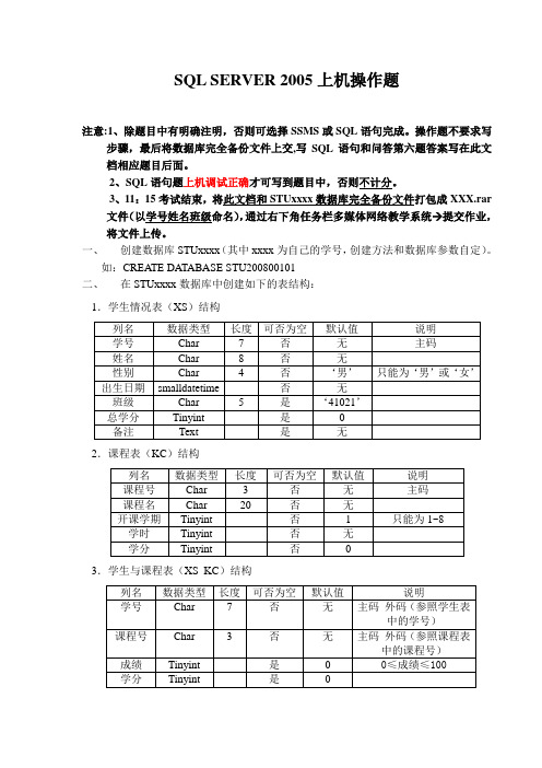 SQL_SERVER_2005上机考试