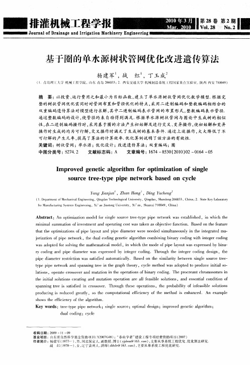 基于圈的单水源树状管网优化改进遗传算法