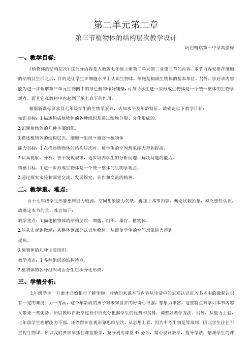 人教版初中生物七年级上册 第三节  植物体的结构层次(区一等奖)