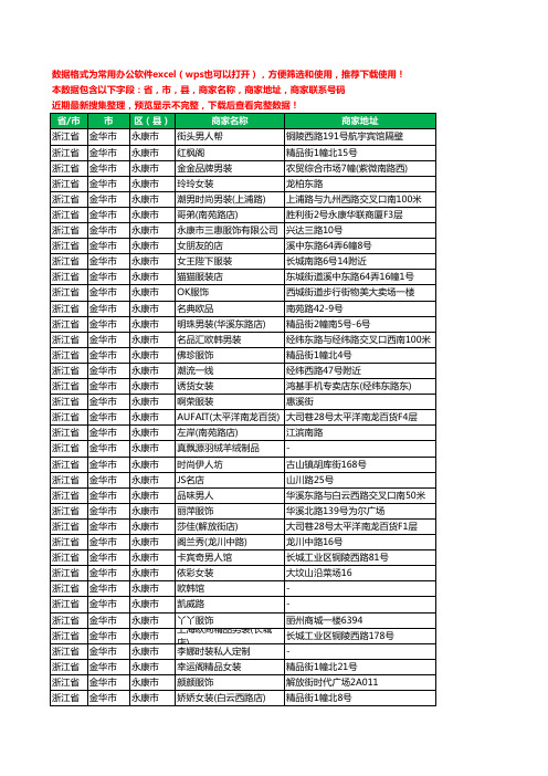 2020新版浙江省金华市永康市服装工商企业公司商家名录名单黄页联系电话号码地址大全873家