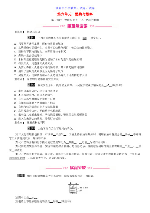 中考化学总复习教材考点梳理第六单元燃烧与燃料第1课时燃烧与灭火化石燃料的利用练习鲁教版
