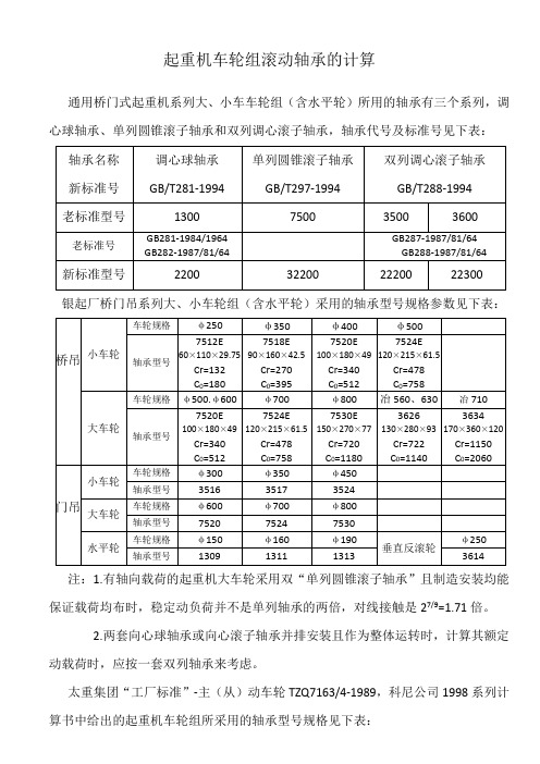 起重机车轮组滚动轴承的计算