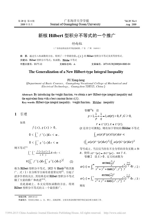 新核Hilbert型积分不等式的一个推广_付向红