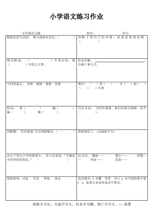 小学五年级语文精题选做IV (25)