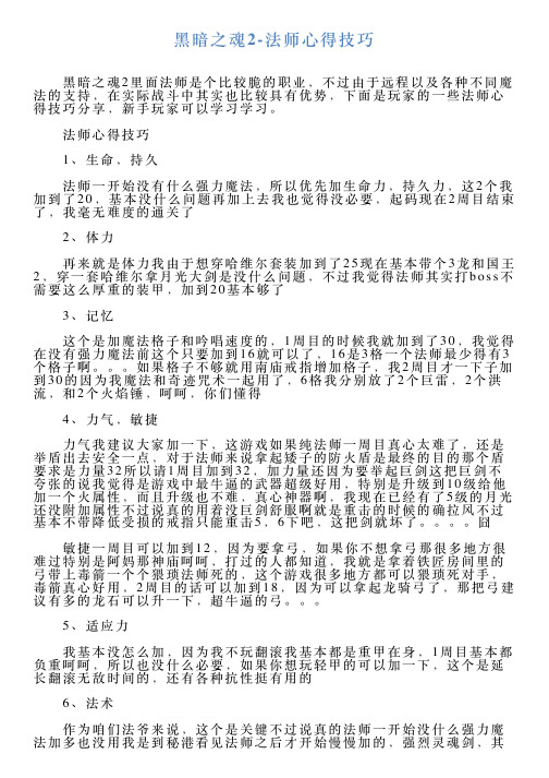 黑暗之魂2法师心得技巧
