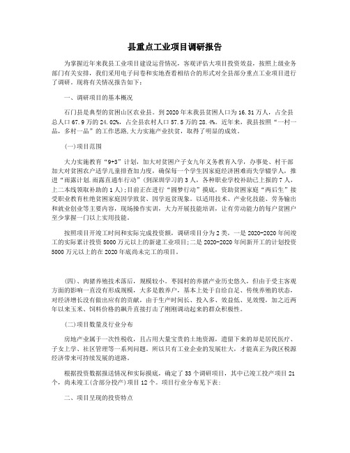 县重点工业项目调研报告