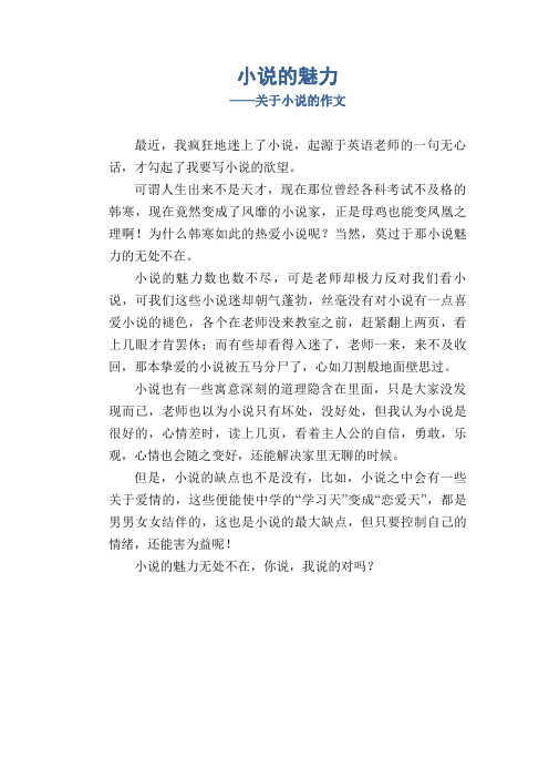 小说的魅力_关于小说的作文