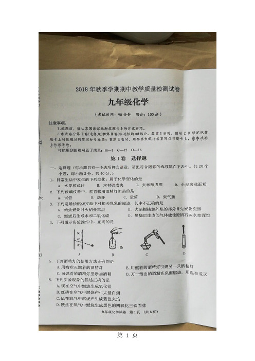 广东省茂名市高州中学九年级化学期中考试(图片版 )