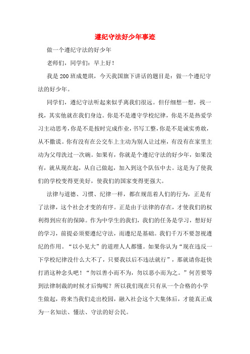 遵纪守法好少年事迹