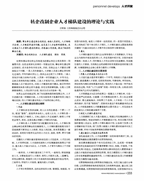 转企改制企业人才梯队建设的理论与实践