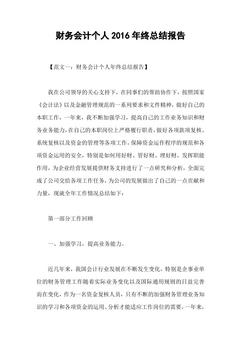 财务会计个人2016年终总结报告