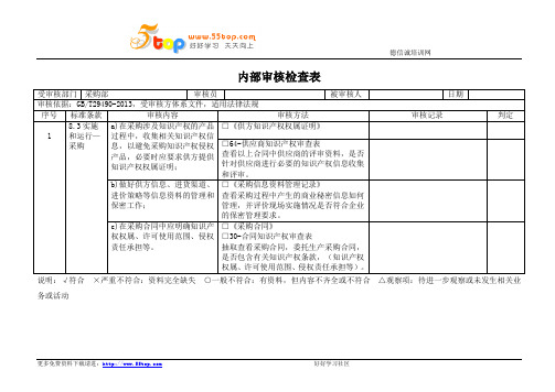 GBT29490-2013采购部内审检查表