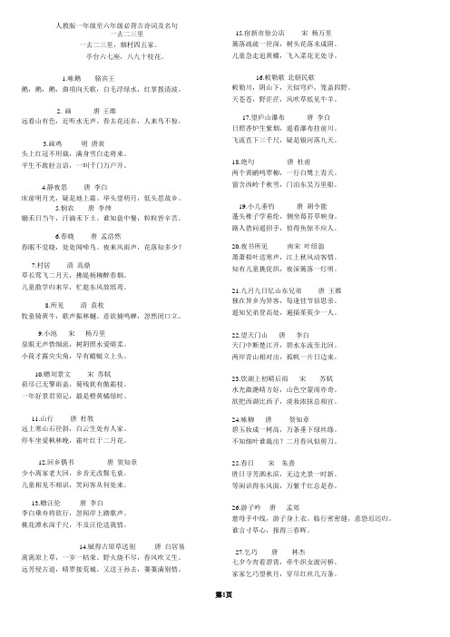 人教版一年级至六年级必背古诗词(打印)