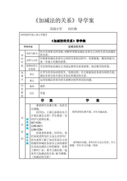 《加减法的关系》公开课教学设计