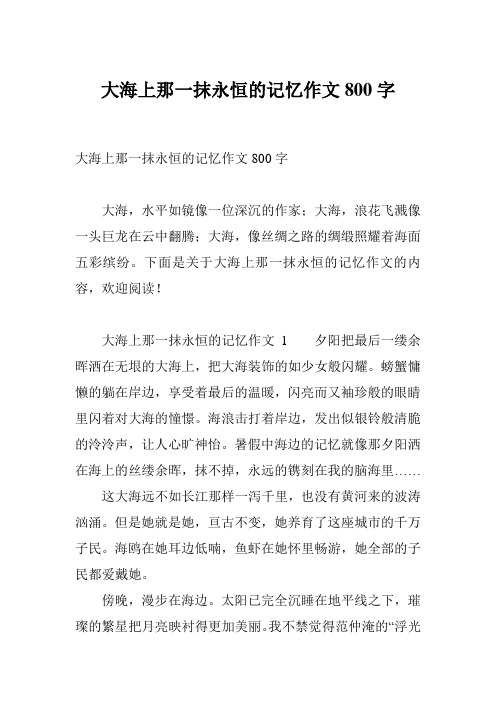 大海上那一抹永恒的记忆作文800字