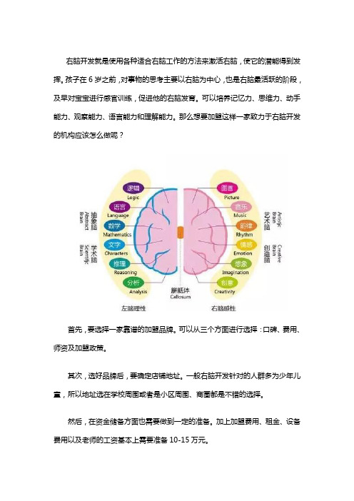 右脑开发怎么加盟