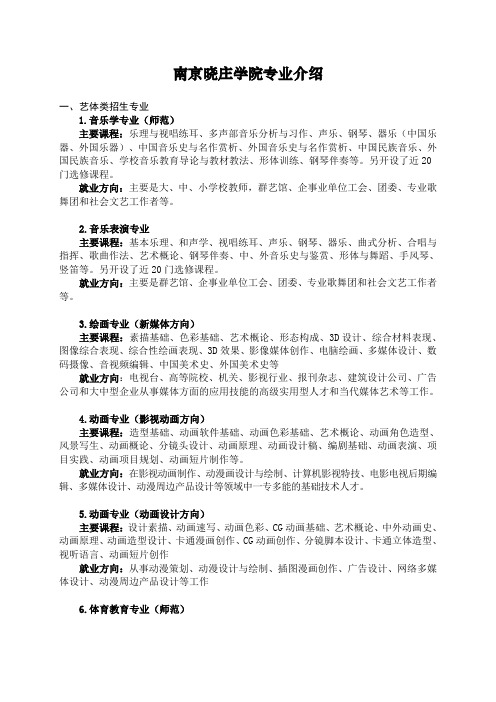 南京晓庄学院专业介绍