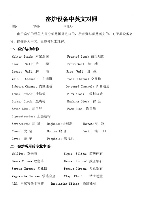 窑炉设备中英文