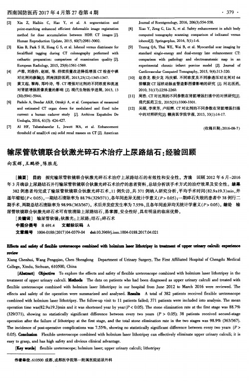 输尿管软镜联合钬激光碎石术治疗上尿路结石：经验回顾