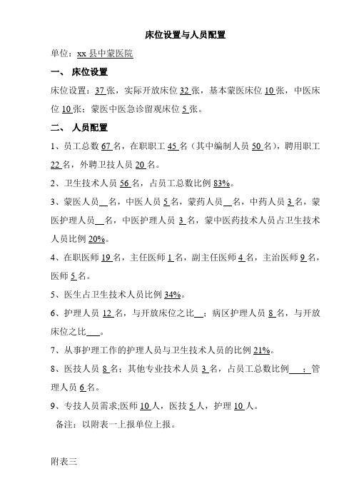 床位设置与人员配置