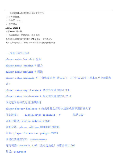 《上古卷轴5：天际》控制台指令合集汇总