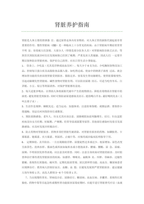 肾脏养护指南